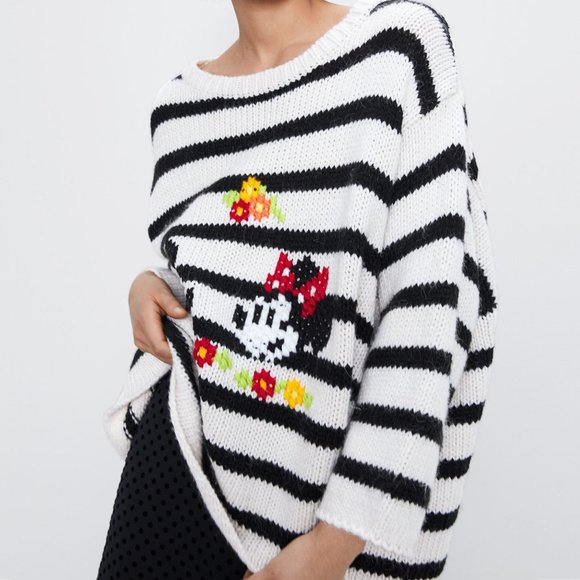 NEW Zara Mickey Minnie Mouse Disney Stripe Sweater - Picture 3 of 14
